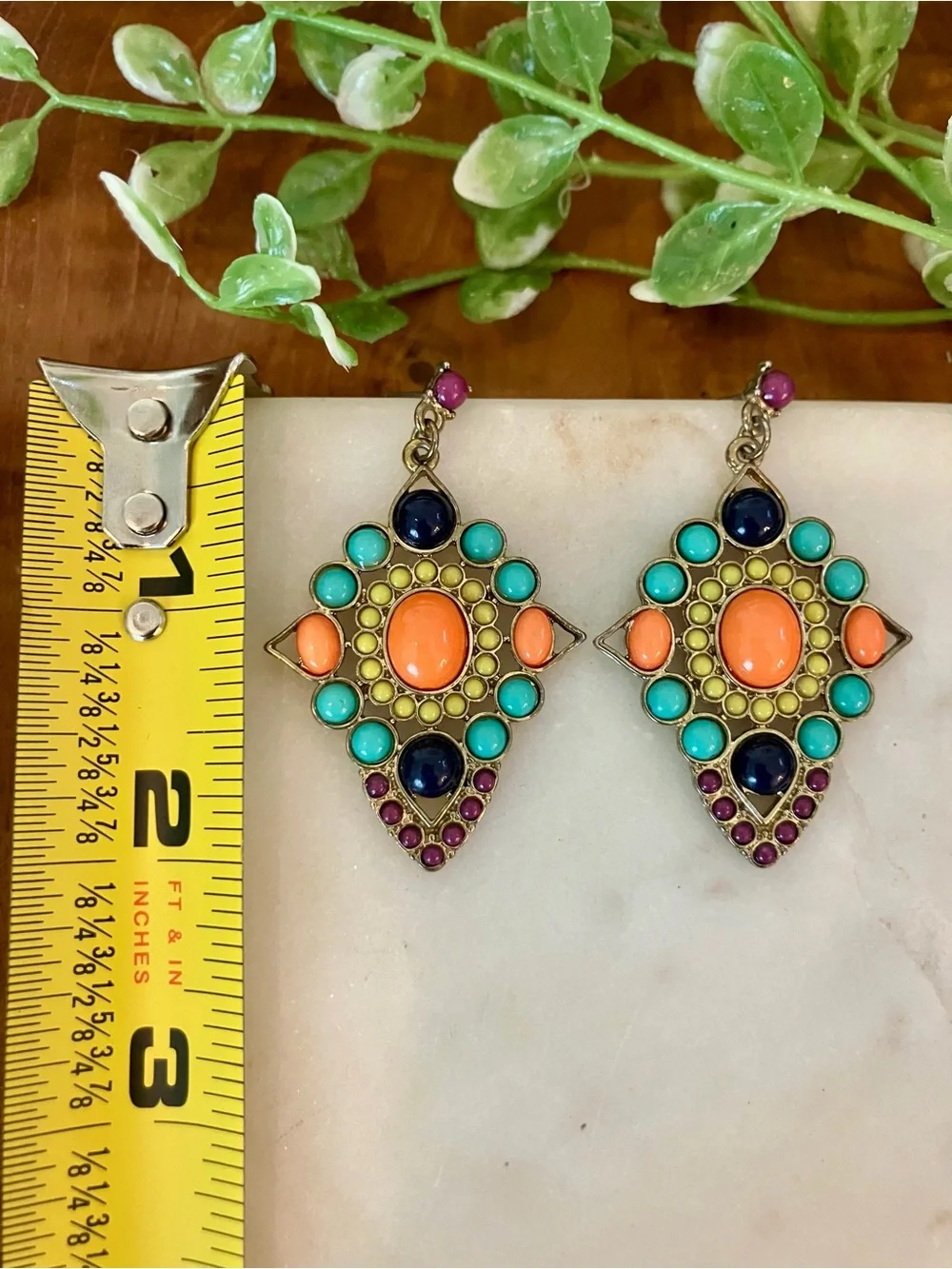 Colorful Boho Statement Dangle Earrings Turquoise Coral western
